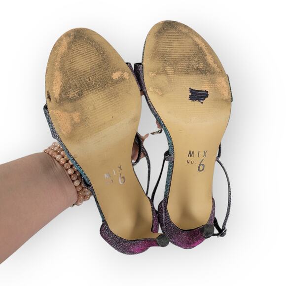 Mix No. 6 Zaydia Metallic Color Shift Strappy High Heels Size 8.5 Wedding Prom - Picture 7 of 10